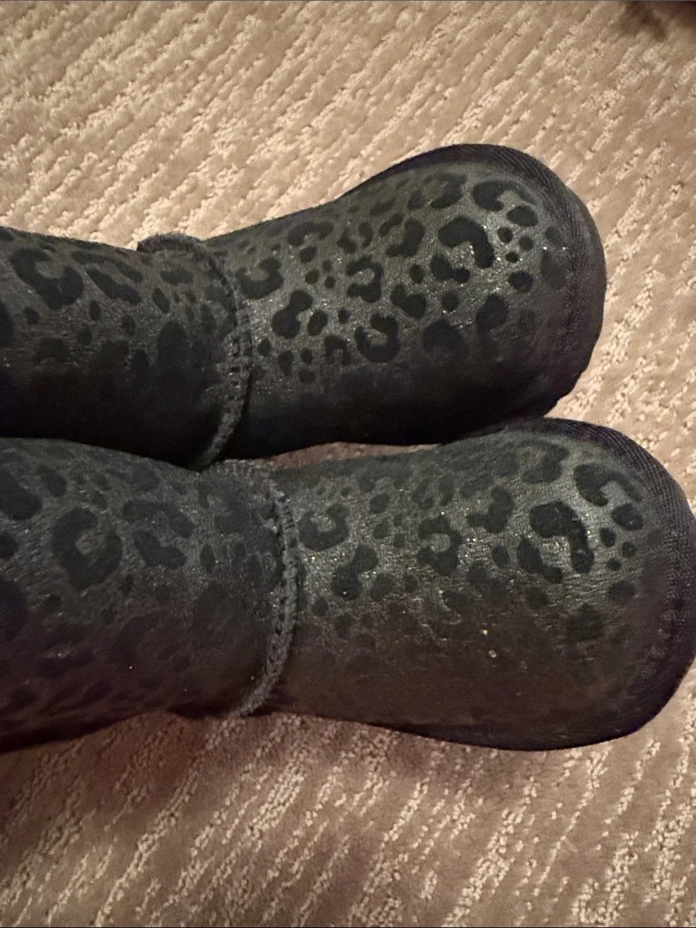UGG Black Leopard Print Shearling Boots
